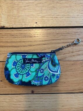 Vera Bradley Blue & Green Floral Paisley Wristlet Coin Pouch